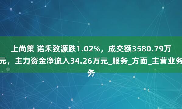上尚策 诺禾致源跌1.02%，成交额3580.79万元，主力资金净流入34.26万元_服务_方面_主营业务