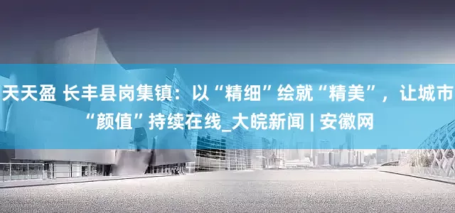 天天盈 长丰县岗集镇：以“精细”绘就“精美”，让城市“颜值”持续在线_大皖新闻 | 安徽网